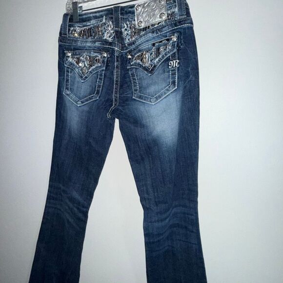Miss Me Jeans Size 26 Bootcut Relaxed Embellished Flap Pockets Sequins Rhineston - Picture 6 of 14